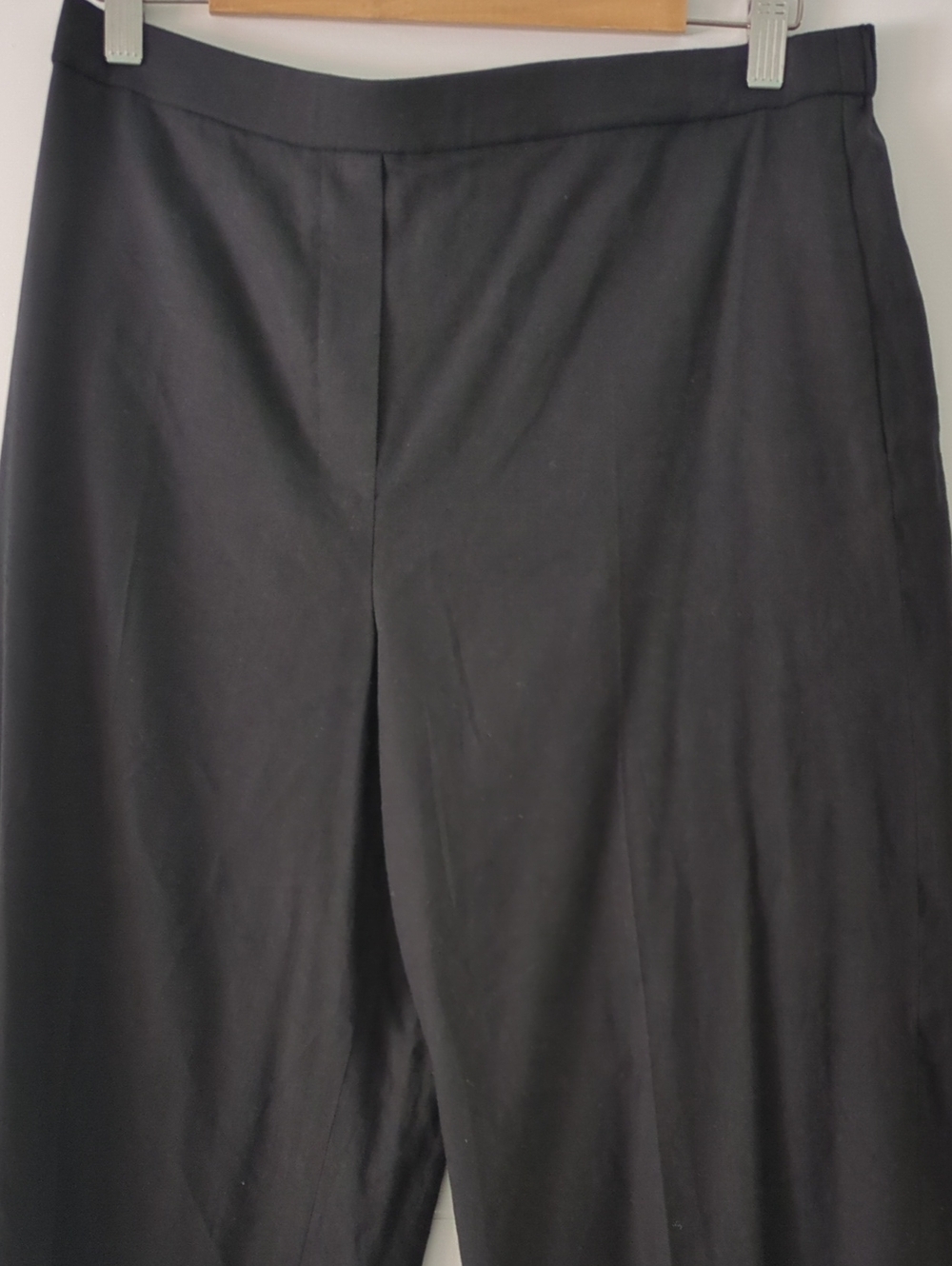 Theory Wide Pull On Caliber Black Wide-Leg Cropped Linen Blend Ankle Pants Sz L - Picture 5 of 8